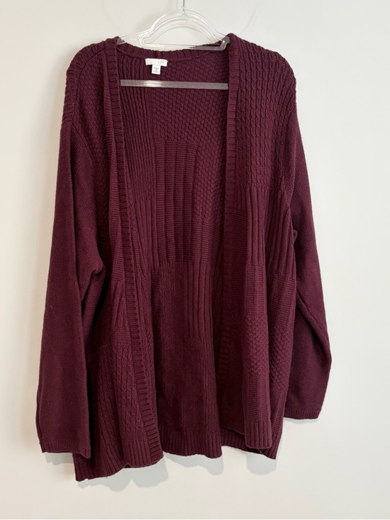 Sweaters - J. Jill Wool Blend Cable Cardigan purple burgandy size 3X